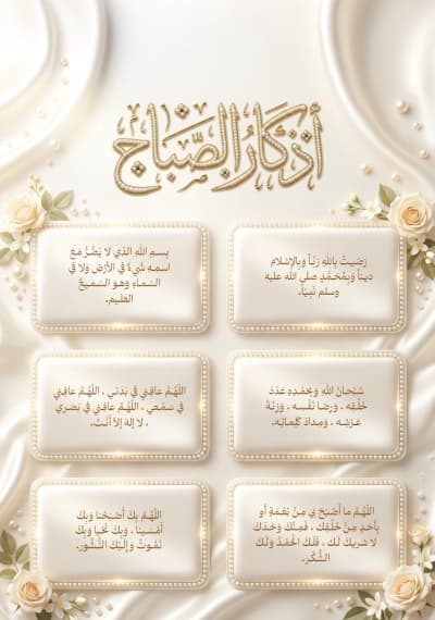 قالب تصميم أذكار الصباح، للتحميل والتعديل مجاناً من أندلسي