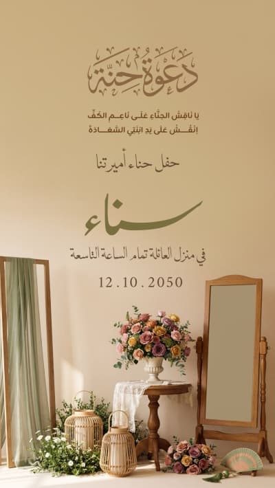 قالب Henna Invitation Design, download and edit for free من أندلسي