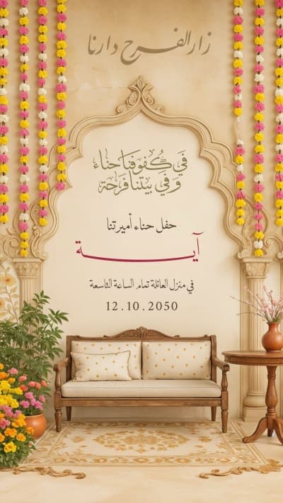 قالب Henna Invitation Design, download and edit for free من أندلسي