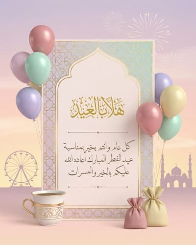 قالب Design Eid al-Fitr Greeting, download and edit for free من أندلسي