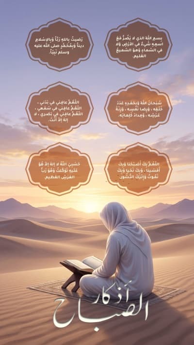قالب تصميم أذكار الصباح بستة أذكار من أندلسي
