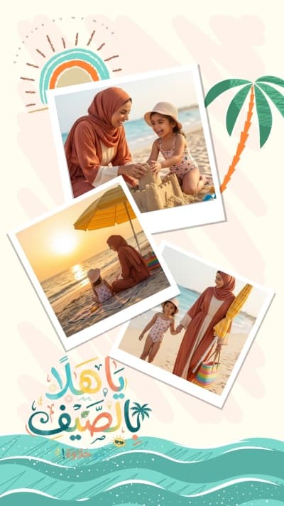 قالب تصميم صيفي، كولاج صور، للتحميل والتعديل مجاناً من أندلسي