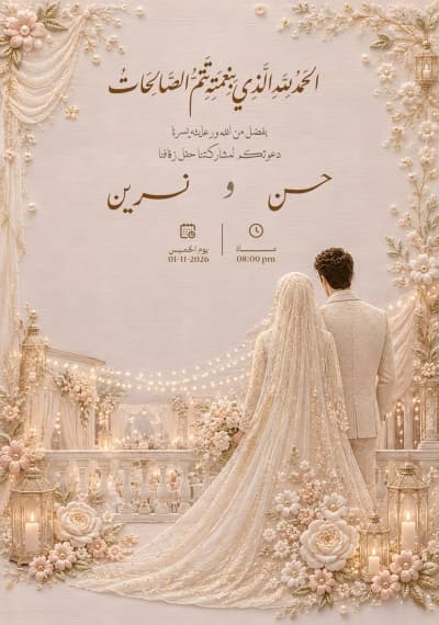 قالب تصميم دعوات زفاف، للتحميل والتعديل مجاناً من أندلسي