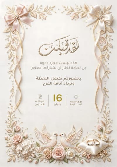 قالب تصميم دعوة زفاف، للتحميل والتعديل مجاناً من أندلسي