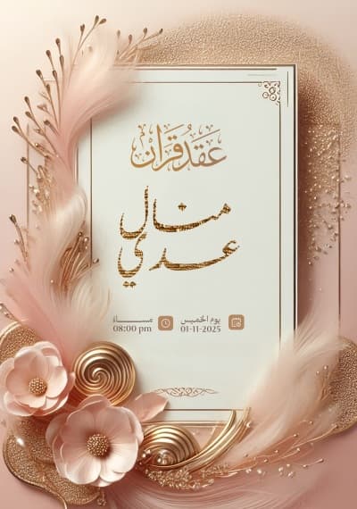 قالب تصميم دعوة زفاف بألوان ناعمة من أندلسي