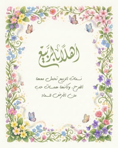 قالب تصميم بطاقة تهنئة الربيع، للتحميل والتعديل مجاناً من أندلسي