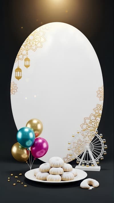 قالب Design for Eid al-Fitr Empty Card, download and edit for free من أندلسي