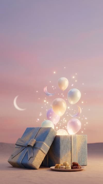 قالب Design for Eid al-Fitr Empty Card, download and edit for free من أندلسي