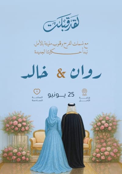 قالب تصميم دعوة زفاف بألوان زاهية من أندلسي