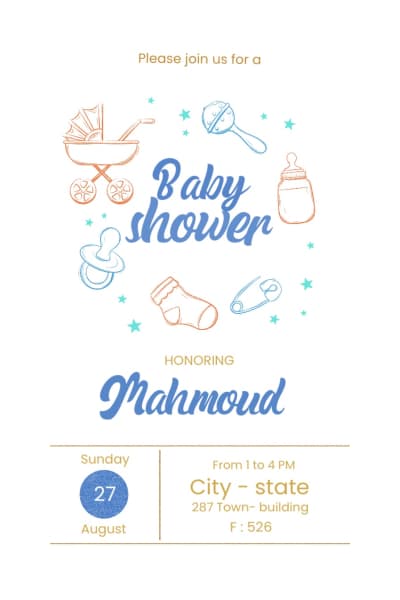 قالب New Born Design Invitation, download and edit for free من أندلسي