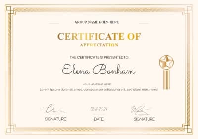 قالب Design Certificate of Appreciation, download and edit for free من أندلسي