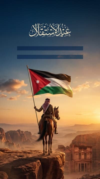 قالب تصميم يوم الاستقلال الأردني، للتحميل والتعديل مجاناً من أندلسي