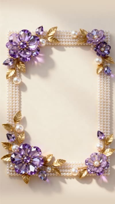 قالب Design Empty Card Decorated with Pearls and Flowers, download and edit for free من أندلسي