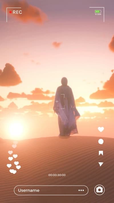 قالب تصميم تصويري لشخصية في غروب الشمس, للتحميل والتعديل مجاناً من أندلسي