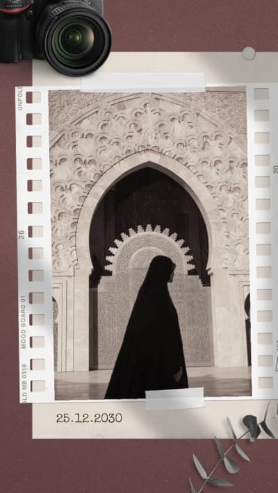 قالب تصميم تصويري لامرأة في عباءة, للتحميل والتعديل مجاناً من أندلسي