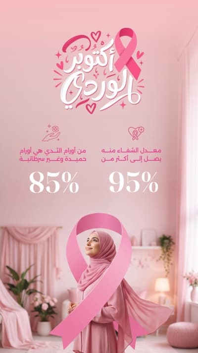 قالب أكتوبر الوردي بإحصاءات، للتحميل والتعديل مجاناً من أندلسي