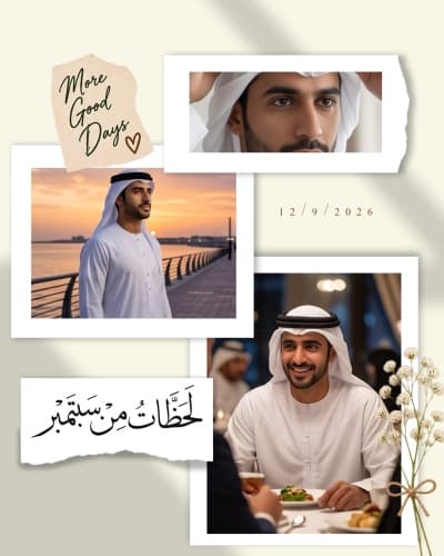 قالب ملخص الشهر المتحرك المربع بثلاث صور، للتحميل والتعديل مجاناً من أندلسي