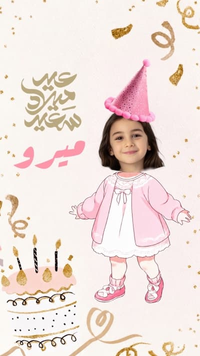 قالب Children's Birthday Card With The Child's Photo, Free to Edit من أندلسي