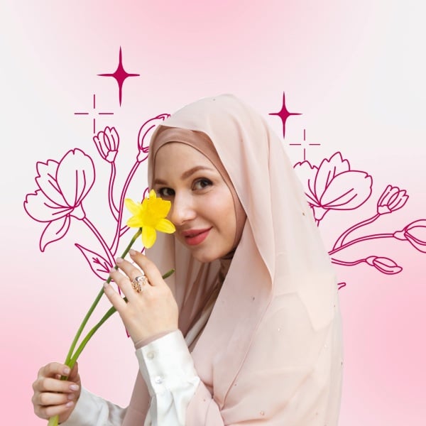 Elegant Design Profile with Flowers and a Smile, download and edit for free design template - Profile from the Andalusi design app