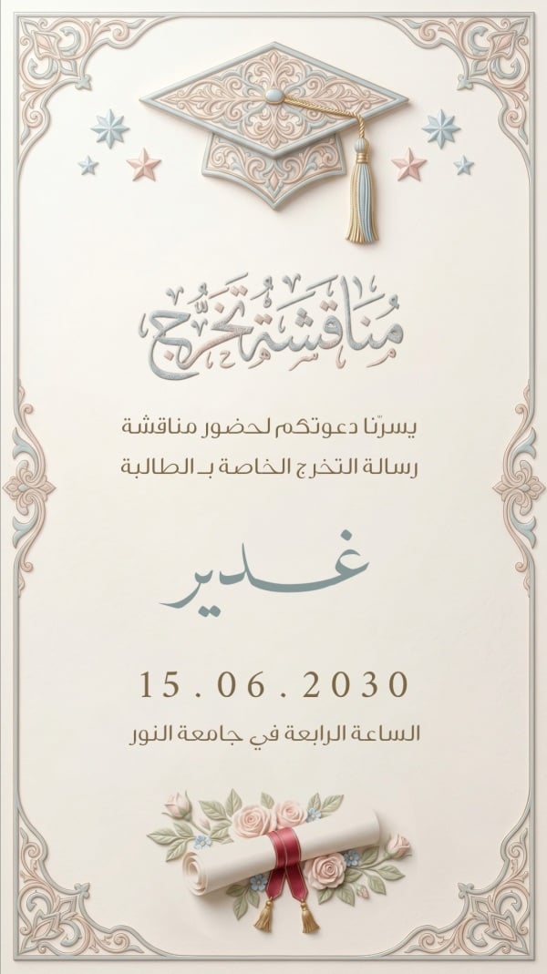 Graduation Discussion Invitation Design, download and edit for free design template - Graduation from the Andalusi design app