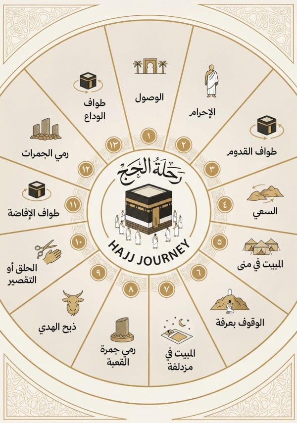 Hajj Journey Design, download and edit for free design template - Hajj, Hajj Rituals from the Andalusi design app