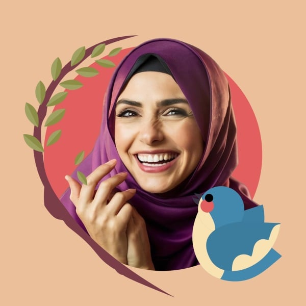 Design Profile of a Smiling Woman, download and edit for free design template - Profile from the Andalusi design app