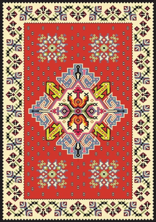 قالب تصميم سجادة كليم بمعينات، للتحميل والتعديل مجاناً - بطاقات سجاد من تطبيق أندلسي للتصميم
