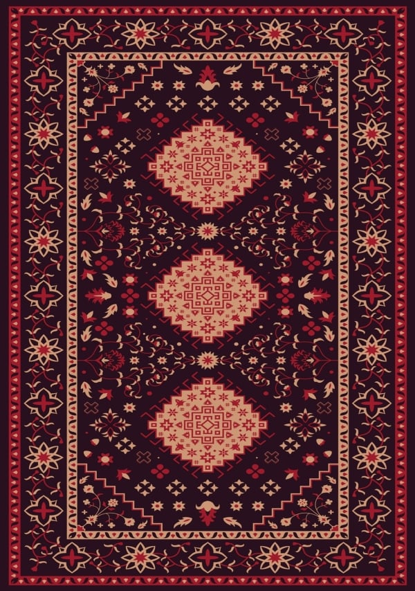 قالب تصميم سجادة بثلاث ميداليات، للتحميل والتعديل مجاناً - بطاقات سجاد من تطبيق أندلسي للتصميم