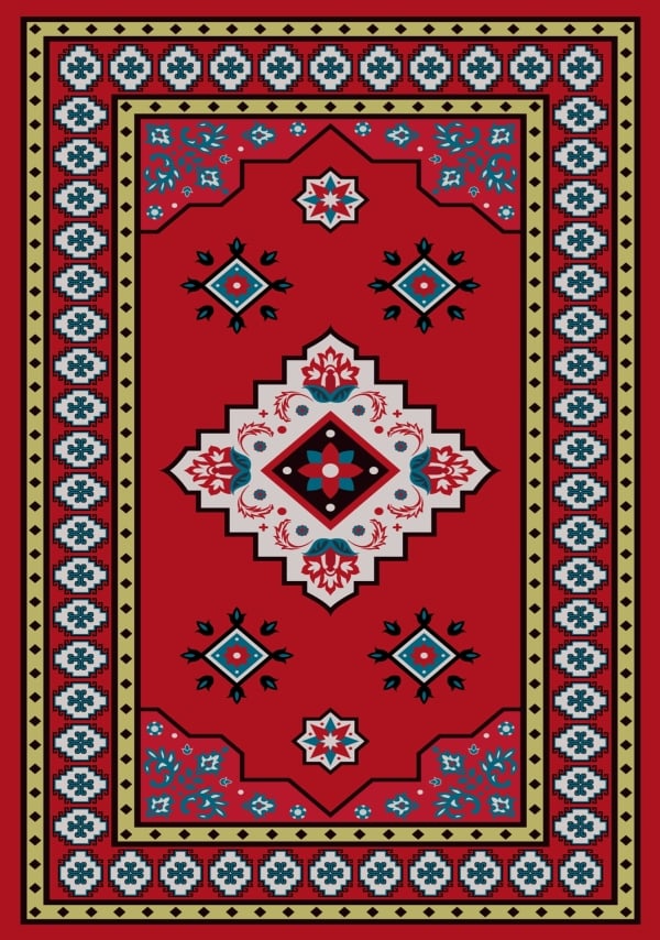 قالب تصميم سجادة تركية هندسية، للتحميل والتعديل مجاناً - بطاقات سجاد من تطبيق أندلسي للتصميم