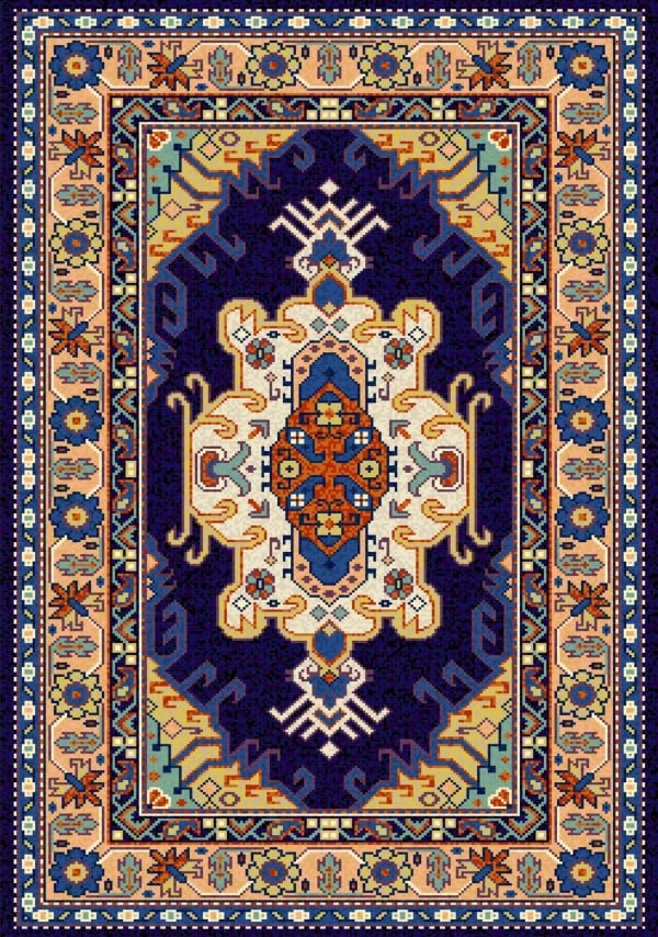 قالب تصميم سجادة عجمية كحلية، للتحميل والتعديل مجاناً - بطاقات سجاد من تطبيق أندلسي للتصميم