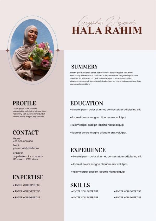 Professional CV Design, download and edit for free design template - CVs from the Andalusi design app