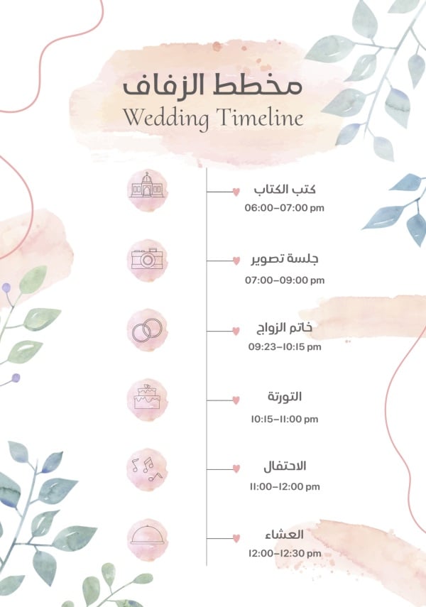 Wedding Timeline Design, download and edit for free design template - Wedding, Wedding Planners from the Andalusi design app