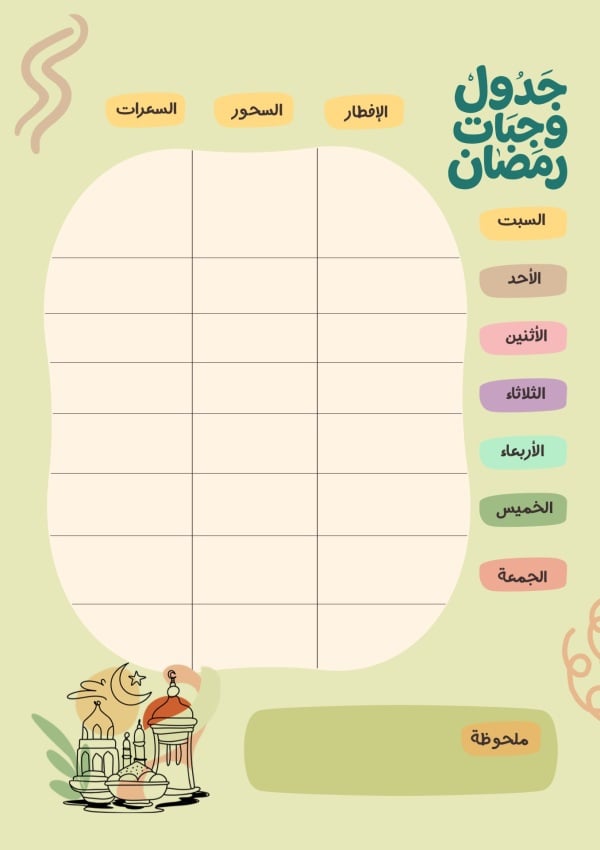 Design Ramadan Meal Planner, download and edit for free design template - Ramadan, Productivity from the Andalusi design app