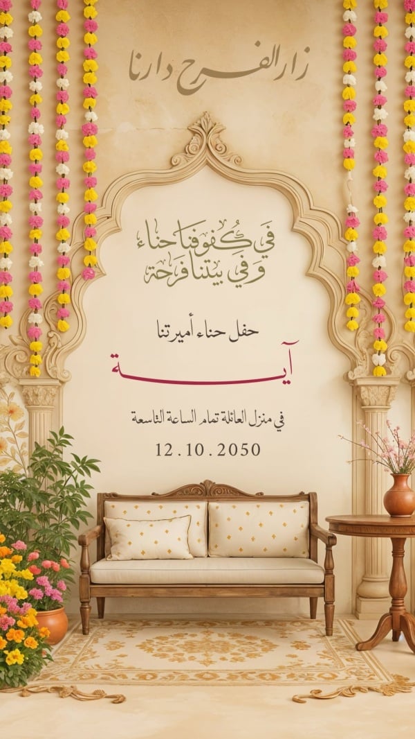 Henna Invitation Design, download and edit for free design template - Invitations, Cards, Henna invitation from the Andalusi design app
