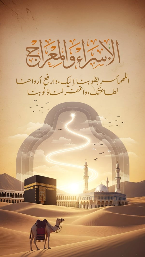 Design Isra' and Mi'raj, download and edit for free design template - Isra' and Mi'raj, Greeting from the Andalusi design app