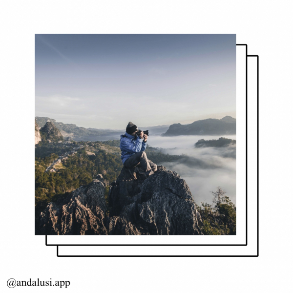 Design Photography of a Mountain with a Photographer, download and edit for free design template - Photography from the Andalusi design app