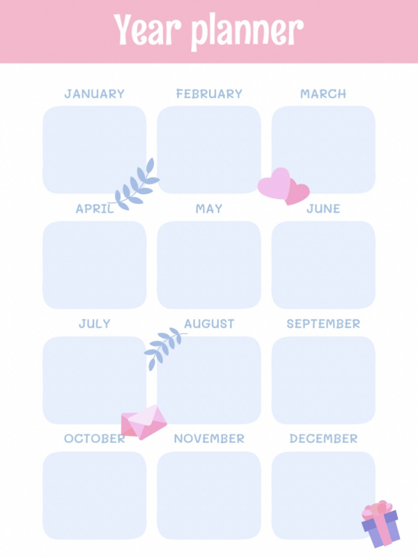 Design Year Planner, download and edit for free design template - Productivity from the Andalusi design app