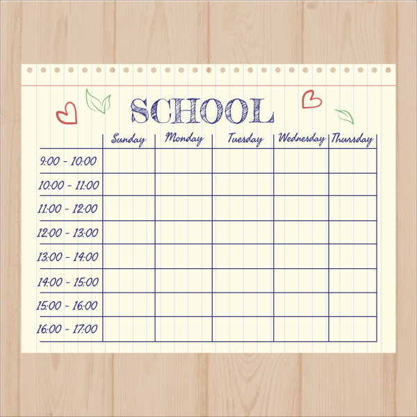 School Schedule Design, download and edit for free design template - Productivity from the Andalusi design app