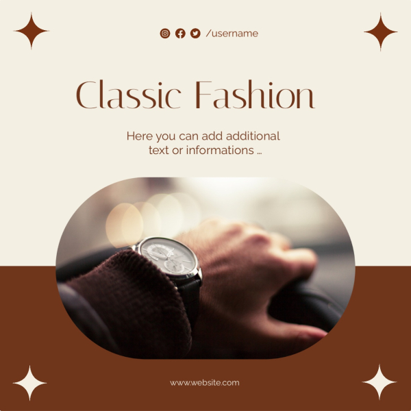 Classic Fashion Design, download and edit for free design template - Post, Marketing, Promotions from the Andalusi design app