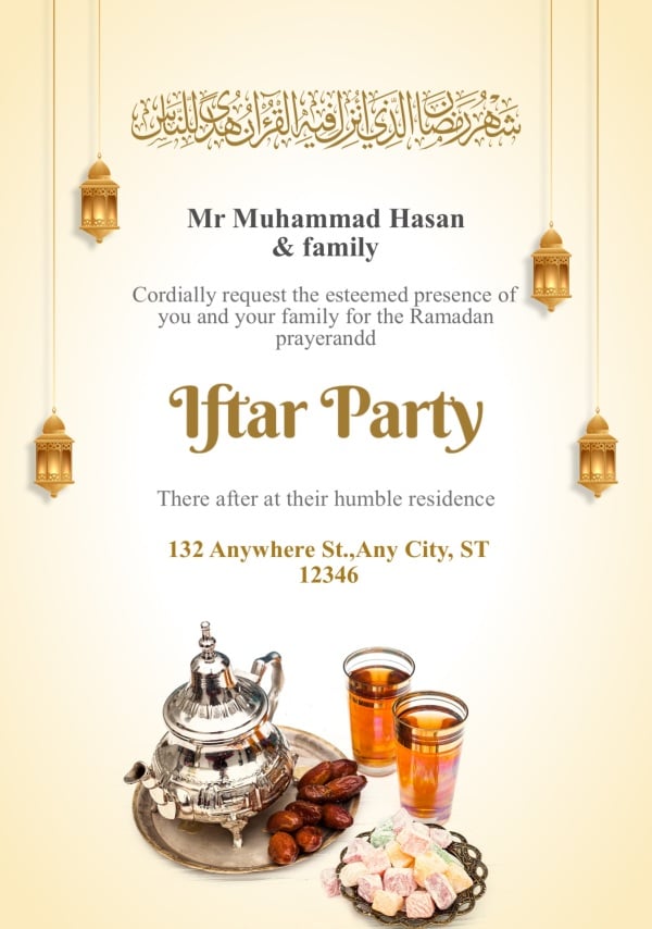 Design Ramadan Iftar Invitation, download and edit for free design template - Ramadan, Iftar Invitations, Ramadan English from the Andalusi design app