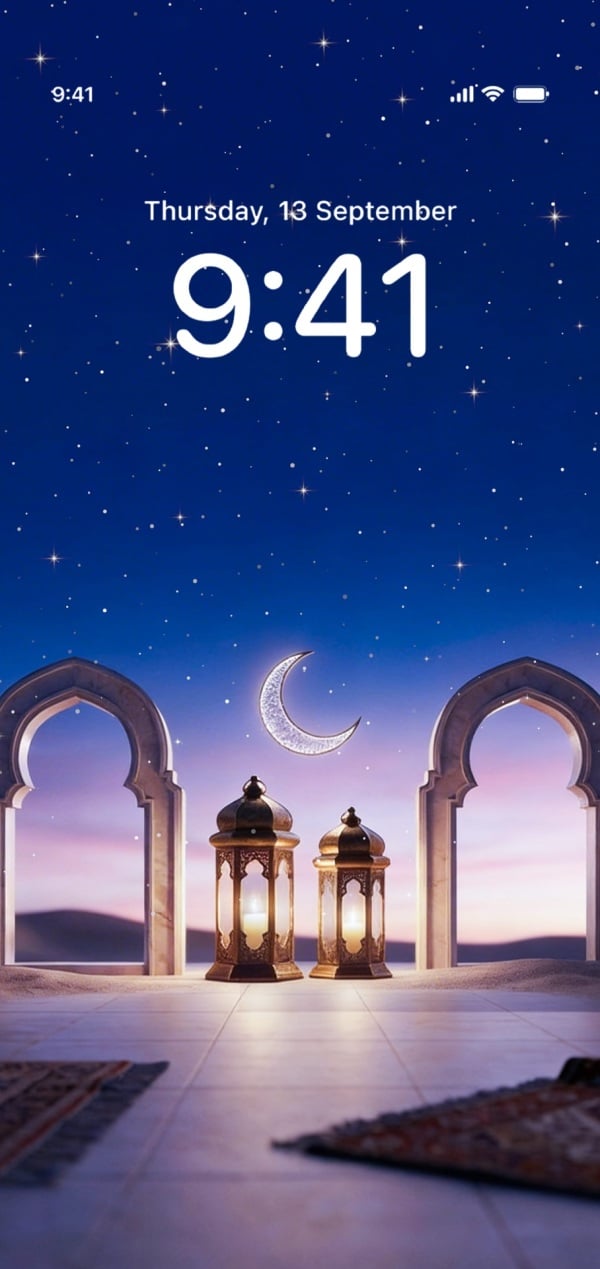 Design of a Beautiful Wallpaper with Moon and Stars, download and edit for free design template - Wallpapers from the Andalusi design app