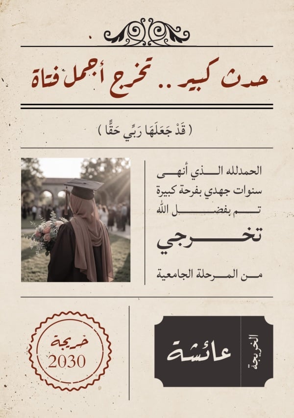 Graduation Design, download and edit for free design template - Newspaper, Graduation from the Andalusi design app