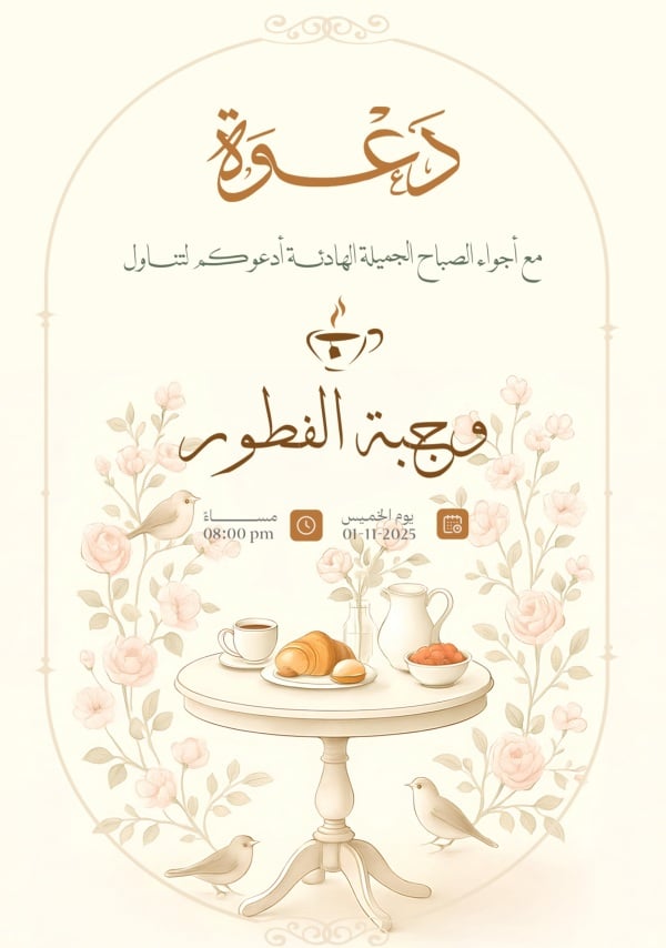 Design Invitation for Breakfast, download and edit for free design template - Invitations, Breakfast Invitation from the Andalusi design app