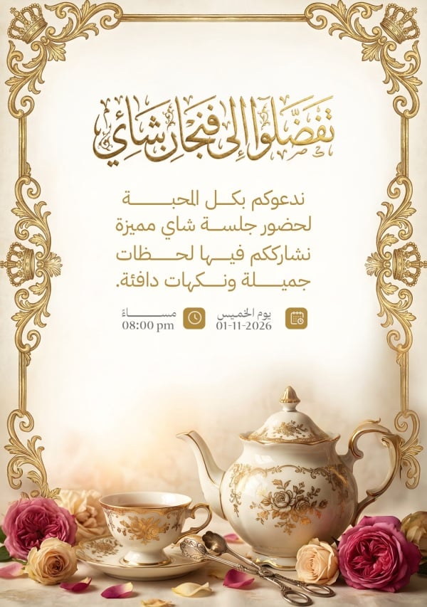 Tea Invitation Design, download and edit for free design template - Tea Invitation, Tea from the Andalusi design app