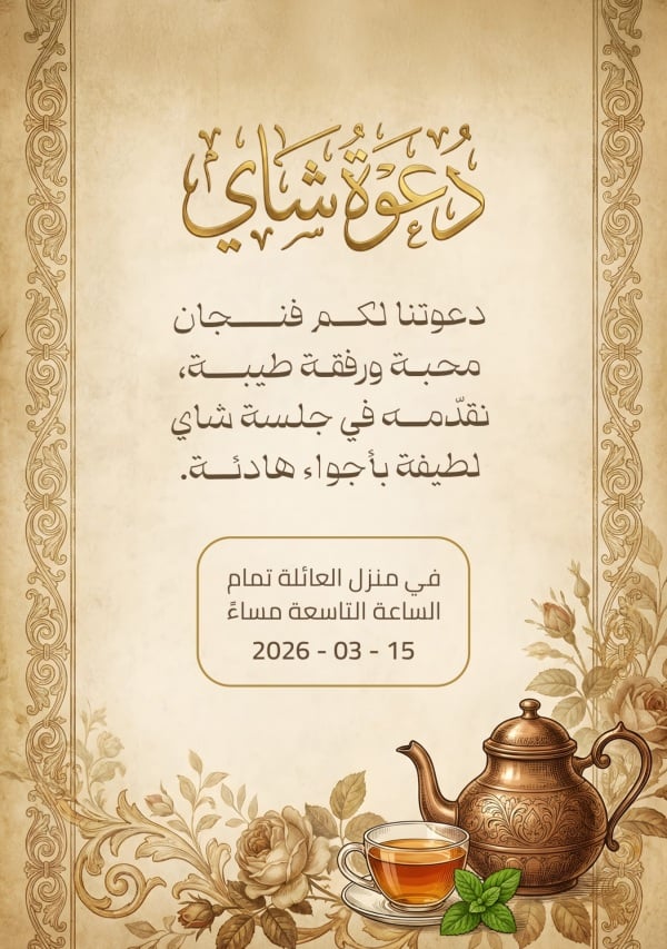 Design Tea Invitation, download and edit for free design template - Tea Invitation, Tea from the Andalusi design app