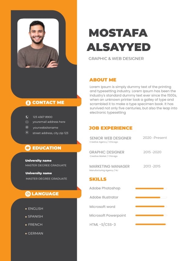 CV Design, download and edit for free design template - CVs from the Andalusi design app