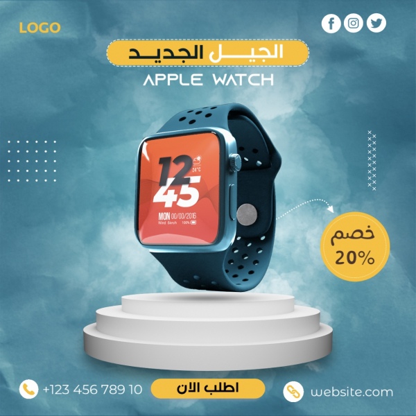 Design of Apple Watch Ad, download and edit for free design template - Post, Marketing from the Andalusi design app