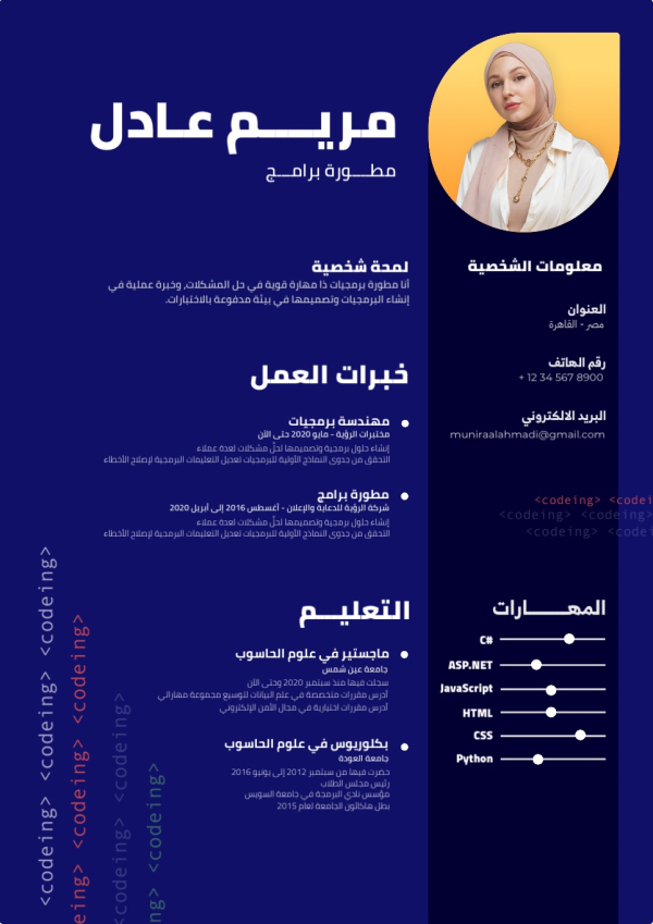 Professional CV Design, download and edit for free design template - CVs from the Andalusi design app