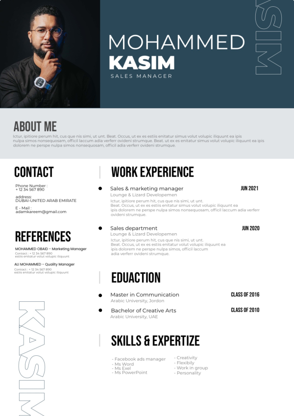 Design CV, download and edit for free design template - CVs from the Andalusi design app