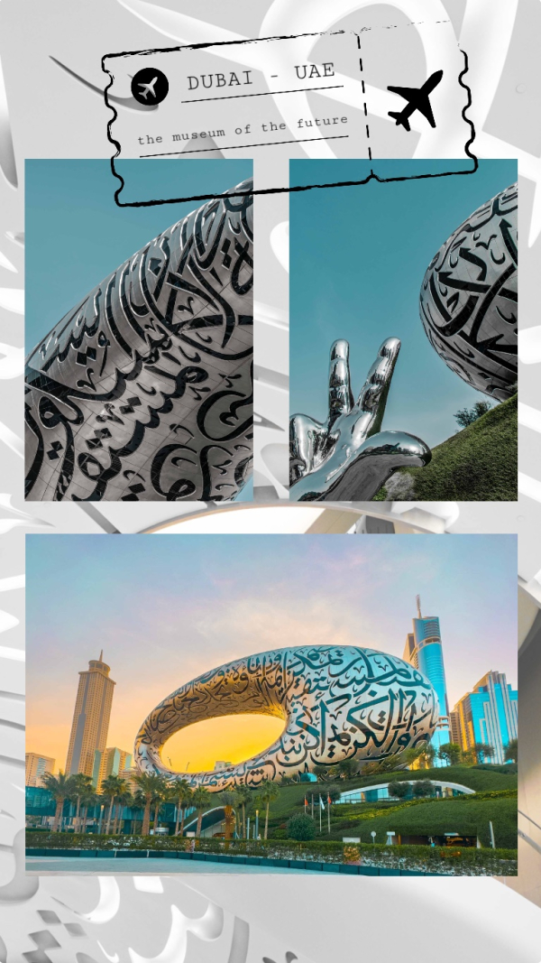 Travel Design for the Museum of the Future in Dubai, download and edit for free design template - Travel from the Andalusi design app